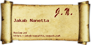 Jakab Nanetta névjegykártya